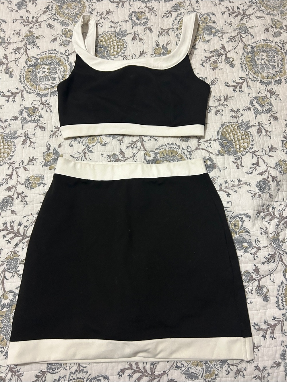 Express Black and White Two-Piece Skirt Set